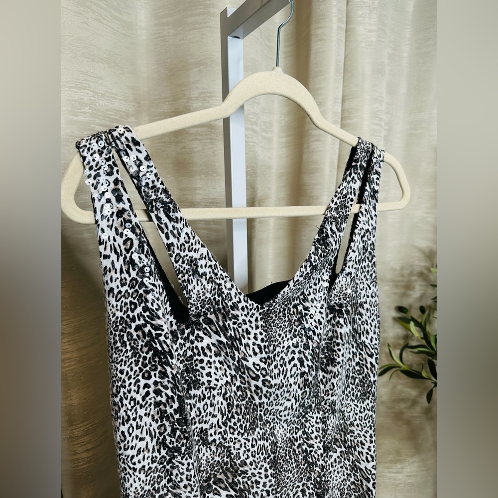 Alberto Makali women’s all over sequence, leopard print dress with double straps - Picture 16 of 17